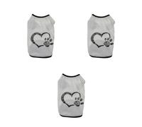 SEWACC 3pcs Dog Vest Xl Comfortable Pet Clothes Heart Footprint Pattern Summer Spring Breathable Soft White for Small to Dogs