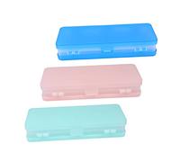 SEWACC 3pcs Double Sides Translucent Pencil Case Durable and Practical Pen Box for Students Sleek Edges Enough Space for Stationery Organization Blue White Green White Pink