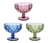 SEWACC 3pcs European Glass Dessert Cup Decorative Delicate Footed Bowl