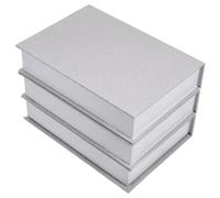 SEWACC 3Pcs Faux Linen Books Decorative Boxes 22X15X4.5Cm Light Grey Book Shaped Storage for Office Desk and Bookshelf Display Modern Decor for Home and Workspace