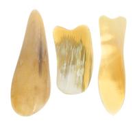 SEWACC 3pcs Guasha Scraping Massage Tool Made of Natural Ox Horn Body Gua Sha Horn Set for Massage Easy to Clean for Back Facial Therapy