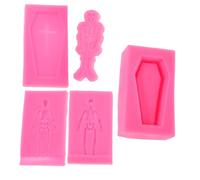 SEWACC 3Pcs Halloween Silicone Bone Molds for DIY Resin Casting Reusable Human Skull Coffin Fondant Molds for Keychains Epoxy Crafts Candy Making Compact Travel-Friendly Crafting