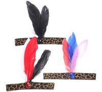 SEWACC 3pcs Leopard Plume Headdress Hair Accessories Set for Women, Black Blue Red Purple and Red White Black Headbands for Festival Party and Performance