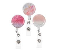 SEWACC 3Pcs Marble Pattern Telescopic Badge Reels with Plastic Badge Clips Retractable Id Card Holders for Work Office Nurses Teachers Smooth Quiet Stretchable Clips
