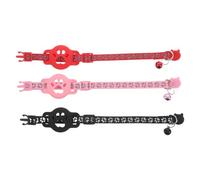 SEWACC 3Pcs Reflective Cat Collar Holder with Bell for, Adjustable Kitten Safety Collar Set in Black, Red, and Pink - Puppy Band for Pet Locator and Outdoor Use