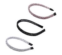 SEWACC 3pcs Rhinestone Crystal Hairbands Set Silver White, Black, and Silver Pink for Wedding Party Hair Accessories