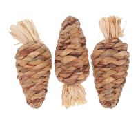 SEWACC 3Pcs Small Natural Straw Woven Carrot Chew for Rabbits Hamsters Chinchillas Tooth Cleaning and Biting Plaything