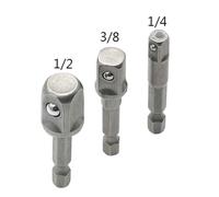 SEWACC 3pcs Socket Wrench Adapter Set Hex to Square Drive Impact Drill Bit Extension Bars Solid Steel with Coded Rings for Power Drill and Impact Driver
