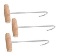 SEWACC 3pcs Stainless Steel Boot Hooks Wooden Handle Long Metal Shoe Lifters Shoe Horns for Easy Boot Pulling