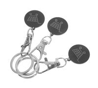 SEWACC 3pcs Stainless Steel Shopping Trolley Token Key Ring Set Black Trolley Coin Keychain for Supermarket Use Sturdy and Easy to Attach