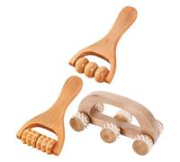SEWACC 3pcs Wooden Handheld Roller Massager, Lightweight Manual Massage Tool for Back, Neck and Arms, Home and Office Use, Relief and Relaxation