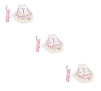 SEWACC 3sets Small Rabbit Clothes and Leash for Dwarf and Pet Bunnies Soft Pink Bunny Harness Costume with Leash for Small Animals