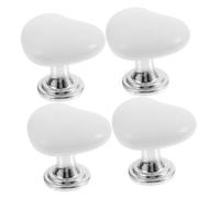 SEWACC 4 pcs Heart Shape Toilet Flush Button Helper Durable Toilet Tank Button Assistant Tool Easy Pressing Fit Stylish White for Home Bathroom