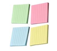 SEWACC 4 Pcs Striped Self Stick Notepads Each Kraft Paper Memo Pads in Pink Light Blue Light Yellow for Office Home School Use
