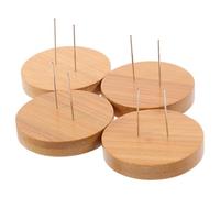 SEWACC 4 Sets Double Steel Needle Doll Stand Holder Needle Felting Doll Display Holder Wooden Base for Felting Animal Dolls Crochet Dolls and Action Figures Dolls