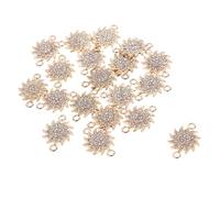 SEWACC 40PCS Gold Sunflower Floral Charm Pendants with Secure Rhinestones Vintage Jewelry Connectors for DIY Bracelets Necklaces Keychains Gentle Skin Embellishments
