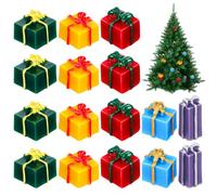 SEWACC 40pcs Mini Resin Present Box Figurines, Colored Tiny Boxes Ornaments Kit for Dollhouse Holiday Tree Decorations, Diy Crafts Supplies