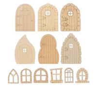 SEWACC 48pcs Wooden Fairy Doors Blank Miniature Unpainted Fairy House Doors for DIY Craft