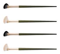 SEWACC 4Pcs Angled Nose Contour Brushes Set with Black and White Mixed Synthetic Hair, Slanted Half-Fan Shape Makeup Tools for Precise Eyebrow and Eyeshadow Application, Suitable for Face