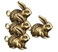 SEWACC 4Pcs Antique Bunny Keychain Pendant Zodiac Rabbit Charms with Fine Details for DIY Projects Unique Decor for Keyring Ideas