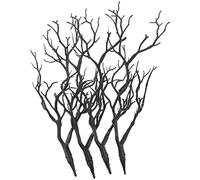 SEWACC 4pcs Artificial Antler Dried Tree Branches, Antler Dried Tree Twig Stems Decorative Plant Twigs Plastic Dry Branches Decor for DIY Crafts Wedding Party Home Decoration (Black)