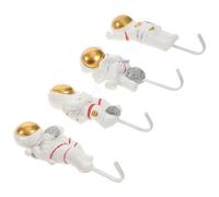 SEWACC 4pcs Astronaut Wall-Mounted Hooks Set, No Punch Sticky Resin Hooks with Thumbs, Planet Hold Reading Pose Designs, Creative Home Coat and Door Back Storage Organizer