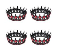 SEWACC 4pcs Baroque Crowns Vintage Gothic Tiara for Women Crystal Princess Headpiece Hair Accessories in Black and Red for Halloween Costume Party Wedding Birthday Prom