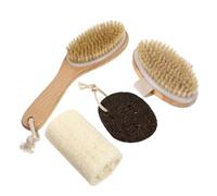SEWACC 4pcs Bath Brush Set Loofah, Pumice Stone, and Exfoliating Scrubber for Home Shower, Body Cleaning and Foot Care Bathing Accessories