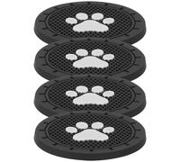 SEWACC 4Pcs Black Cat Paw Cup Holder Coasters Non-Slip Heat-Resistant Vehicle Cup Pads Round Drink Mats for Cars and Multi-Purpose Vehicle Interior Accessories