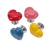 SEWACC 4pcs Colorful Heart Shaped Toilet Flush Button Replacement Plastic Toilet Water Tank Auxiliary Push Button for Home and Hotel Bathrooms Compatible with Cistern Systems Easy to