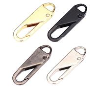 SEWACC 4pcs Detachable Zipper Pulls and Extender Repair Kit Universal Alloy Rubber Zipper Heads for Jackets Backpacks Luggage in Black Silver Gold Gunmetal