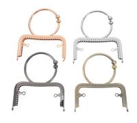 SEWACC 4pcs Durable O Shaped Purse Frame Handles Metal Bag Accessories for Handbag Replacement with Ergonomic Grip Light Gold Antique Silver Gunmetal Comfortable for Long Carrying