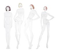 SEWACC 4pcs Fashion Drawing Template Set Plastic for Clothing Design, Hand Drawn Model Effect Template Ruler for Female Clothing Designers