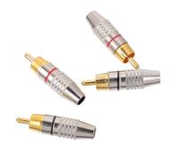 SEWACC 4pcs Gold-plated Male Plug Audio Connectors for Speaker Wire Adapter Easy Install Rca Repair Ends with Open Mounting Head for Professional Cable DIY
