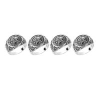 SEWACC 4pcs Gothic Pentacle Finger Rings Halloween Pentagram Jewelry Aesthetic Witch Style Accessories for Women Unique Satanic Star Design