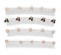 SEWACC 4pcs Invisible Hair U-Shape Hair Finishing Fixer Comb Set Black White Gold-Edged Heart Gold-Edged Flower for and Bangs
