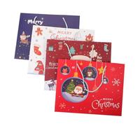 SEWACC 4Pcs Large Christmas Paper Gift Bags Thickened Handheld Tote Bags with Festive Red White Christmas Tree Sleigh Designs for Holiday Presents Treats Party Favors and Sweet Storage