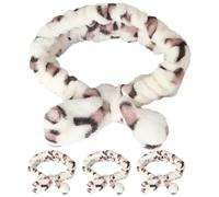 SEWACC 4pcs Makeup Headband Coral Fleece Spa Headbands Chic Soft Hair Wraps Keep Hair from Face Beautifully Decorated for Face Washing