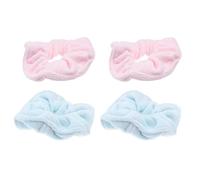 SEWACC 4pcs Microfiber Absorbent Hair Scrunchies Set Soft Plush Hair Bands for Women and Quick-Dry Ties for Wet Styling Pink and Blue