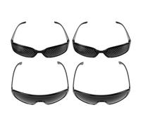 SEWACC 4pcs Pin Hole Eye Training Glasses with Full Frame Protective Eyewear, Rectangular Hole Design in Black, Corrective Vision Improvement Glasses for Outdoor and Daily Use