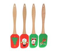 SEWACC 4Pcs Silicone Butter Spatula Set for Baking, Cream and Butter Spreaders with Flexible Scrapers, Assorted Colors, Cake Decorating and Baking Utensils for Christmas