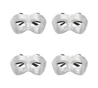 SEWACC 4pcs Silver Disco Ball Glitter Half Face Masks Reflective Mirror Masquerade for Party Carnival Dance Events Shiny Costume Accessories for Halloween and Themed Celebrations