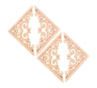 SEWACC 4pcs Solid Wood Carved Applique Unpainted Wooden Corner Onlay Decals Decorative Overlay for Cabinet Door Bed Home Supplies Featuring Chinese Tibetan European Style Craftsmanship