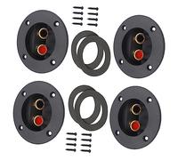 SEWACC 4pcs Speaker Box Terminal Binding Post with Spring Loaded Cup Connector Round Dual Binding Plate Screw Type Speaker Spade Connectors Black