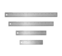 SEWACC 4pcs Stainless Steel Rulers with Cork Backing Dual Scale Precision Measuring Tools Non-slip Heavy Duty Metal Straight Edge for Architects Engineers Students Office Use