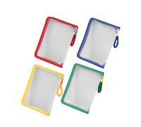 SEWACC 4pcs Transparent Zipper Pouch with Handle Multi Functional Plastic File Folder Organizers for Office School and Travel Document Storage