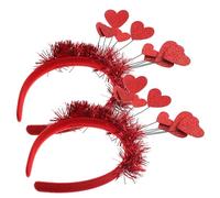 SEWACC 4pcs Valentines Day Red Sequin Love Heart Headband Glitter Hair Accessories for Women Party Decoration Festive Cupid Style Hairband for Holiday Outfits