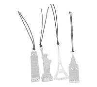 SEWACC 4pcs Vintage Metal Bookmarks, Big-Ben Eiffel Tower Statue of Pattern Mark Page Retro Bookmark Students Stationery School Office Supplies