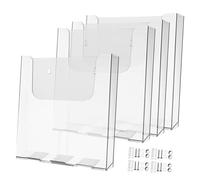 SEWACC 4pcs Wall-mounted Acrylic Brochure Holder Clear Pamphlet Display Stand for Office Home School Sturdy Deformation-resistant Document Organizer with Easy Installation