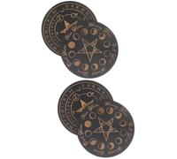 SEWACC 4pcs Wooden Divination Plate Witchcraft Altar Accessory with Transparent Quartz Crystal and Moon Design Spiritual Divination Information Board for Wicca Rituals and Tarot